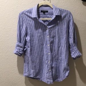 Linen Blend Striped Button Down